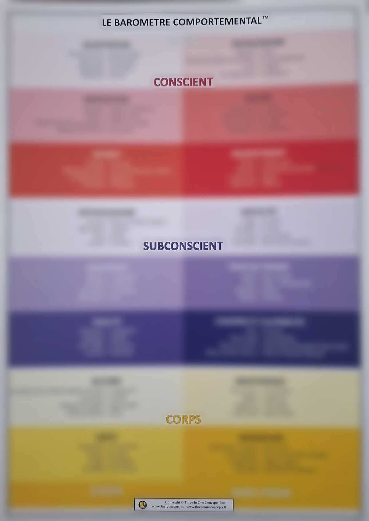 Baromètre comportemental Three in One Concepts : conscient, subconscient et corps